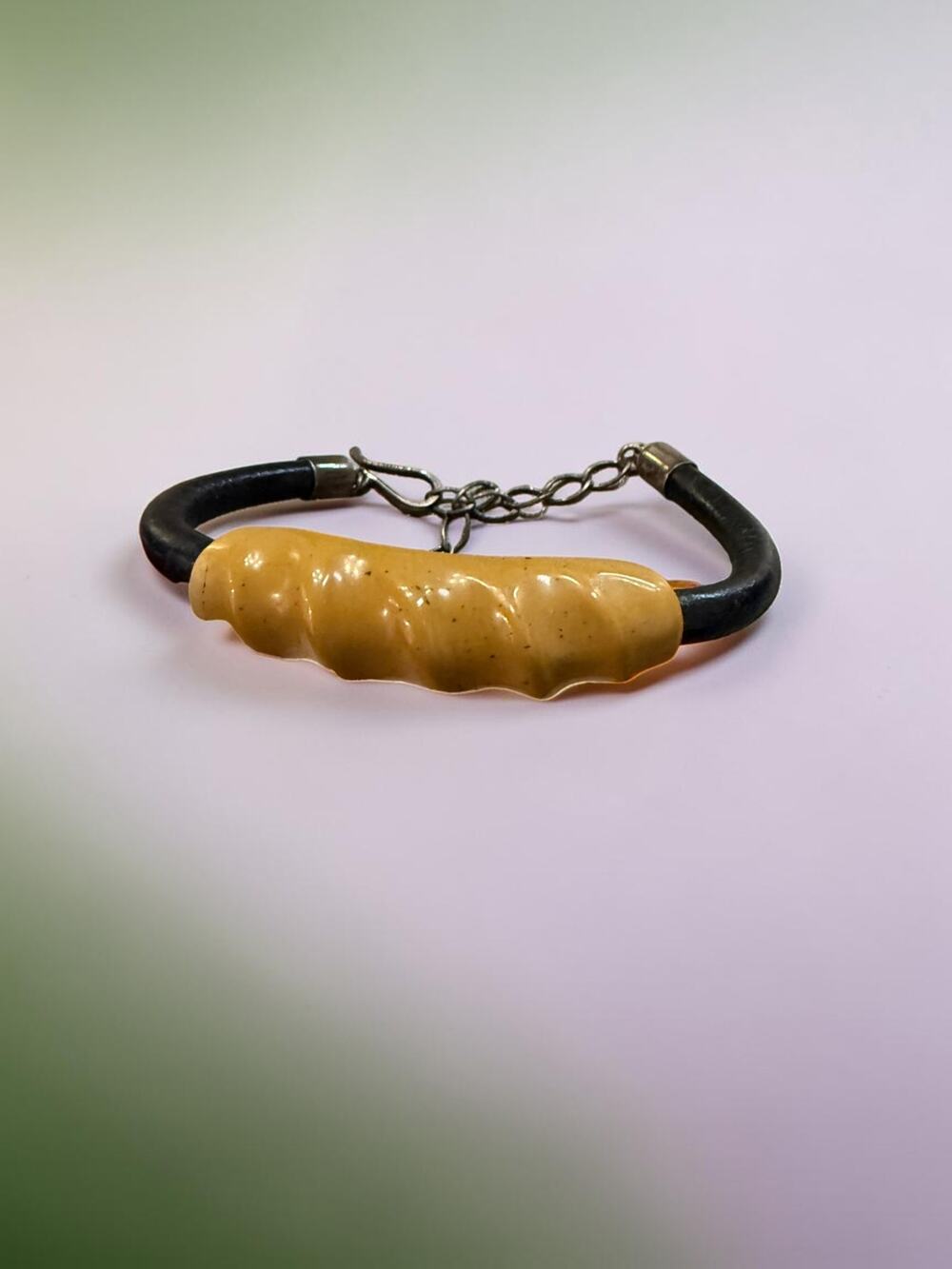 Jay King Wild Horse Jasper Black Leather Bracelet Southwestern 7.5-10"